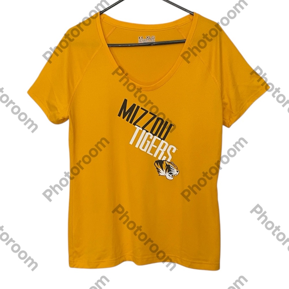 Under Armour Missouri Tigers Yellow Gold  T-shirt Crew Neck Short Sleeve Size XL